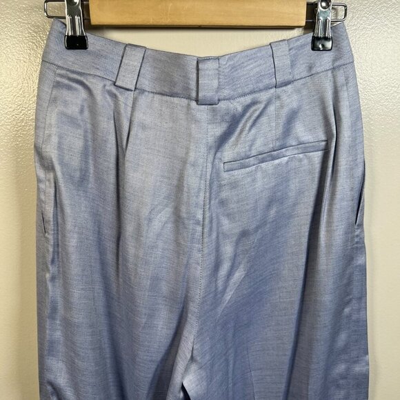 Theory Straight Cuff Pants Size 4 Sky Light Blue Work Career Business Silk Blend - Picture 10 of 12